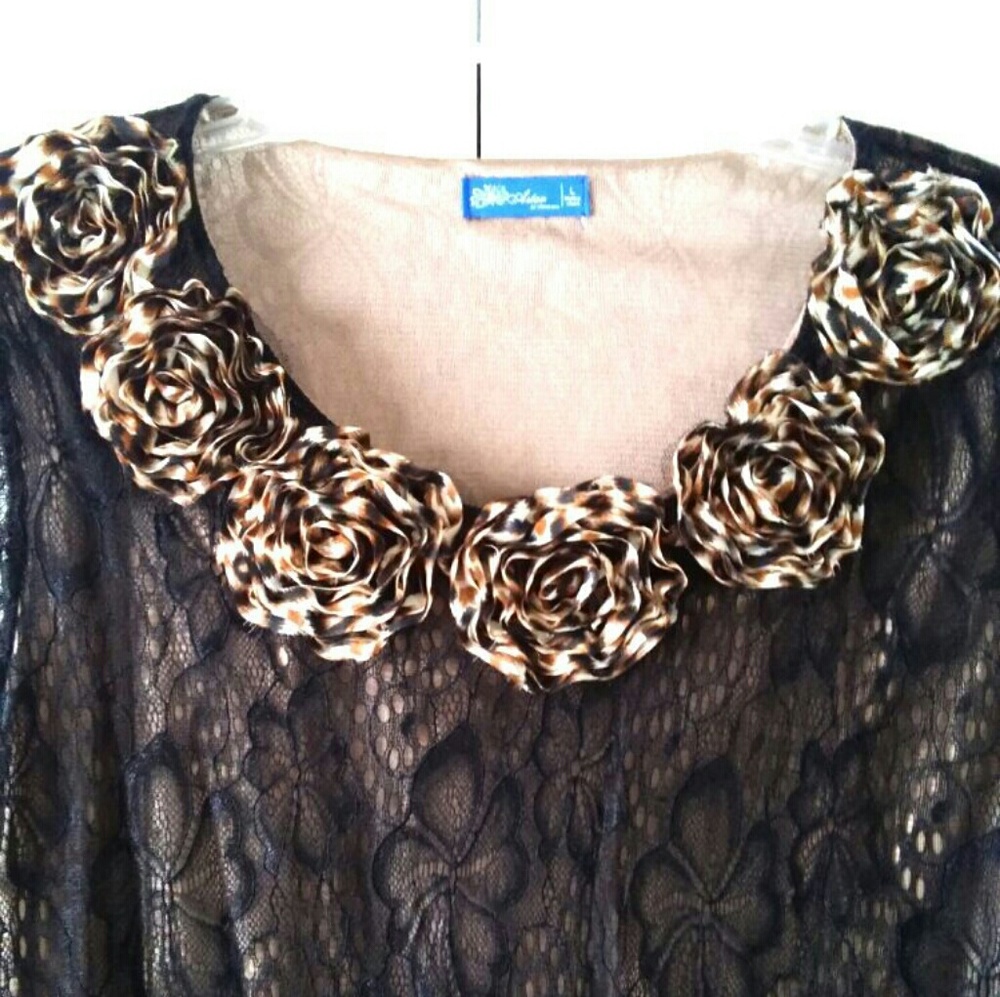 📌 SOLD 📌Leopard Lace Tunic
